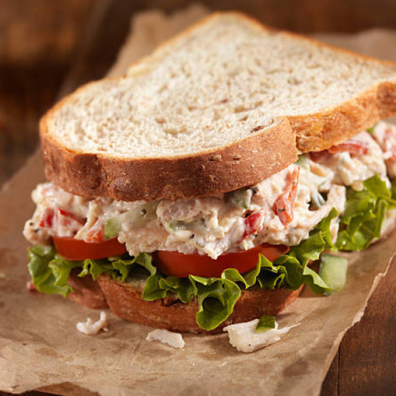 Homemade chicken salad sandwich