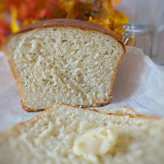 White bread slices with butter 