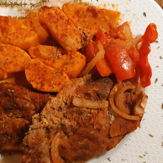 Neck steak with sweet potato