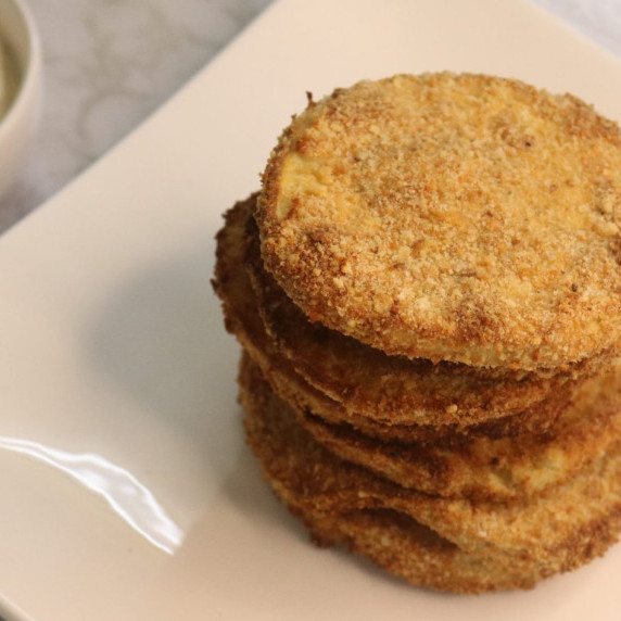 Stack of air fryer eggplant slices