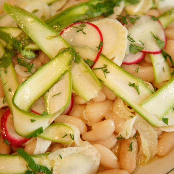 Cannellini Bean Salad with Shaved Spring Vegetables