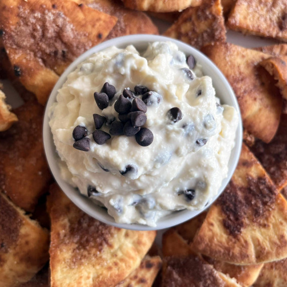 cannoli dip with homemade cinnamon & sugar pita chips