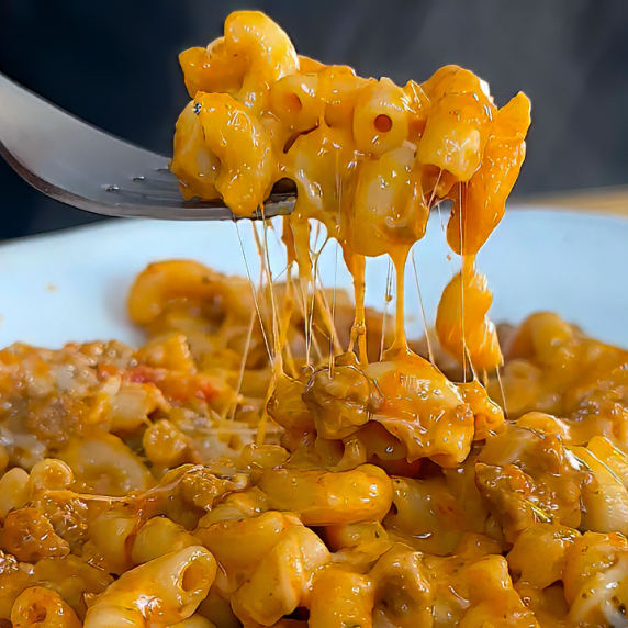 Cheesy macrani beef
