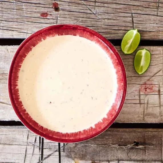 chipotle fish sauce in red bowl