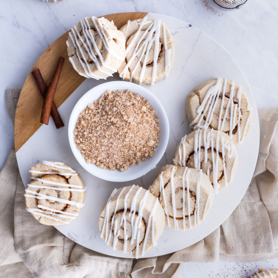 Cinnamon Roll Cookies RECIPE served on a white plate.