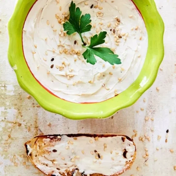 Cream Cheese Dip Soy Sauce Sesame in a bowl