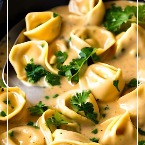 cheesy parmesan tortellini in skillet