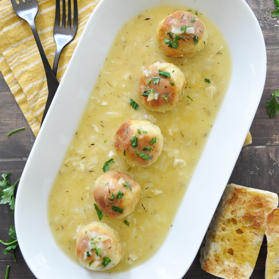 Spanish Poor Man’s “Meatballs” in Onion Sauce