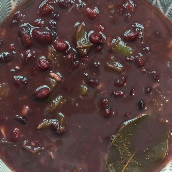 Cuban Black Beans Soup served in a bowl