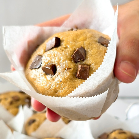 Chocolate Chunk Banana Muffins Recipe.