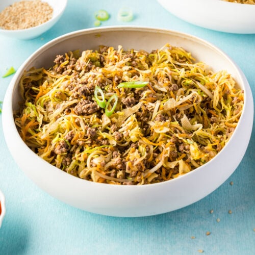 This egg roll in a bowl is a healthier version of an eggroll minus the deep-fried wheat flour wrappe