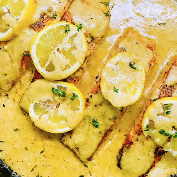 Salmon in a lemon cream sauce.