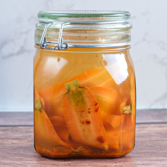 Fermented carrots in a jar