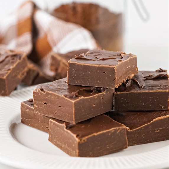 Platter of chocolate fudge.