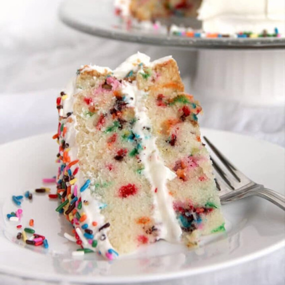 This homemade funfetti cake tastes better than the boxed mix and is easy to make.