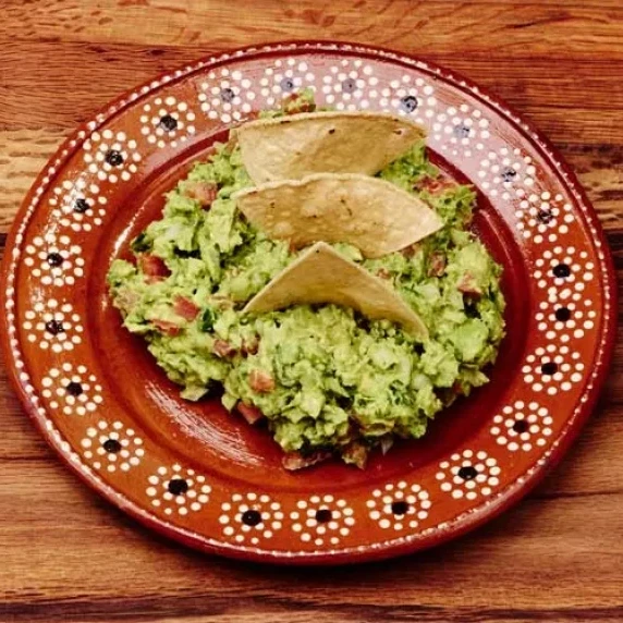 Guacamole serve with homemade tortillas