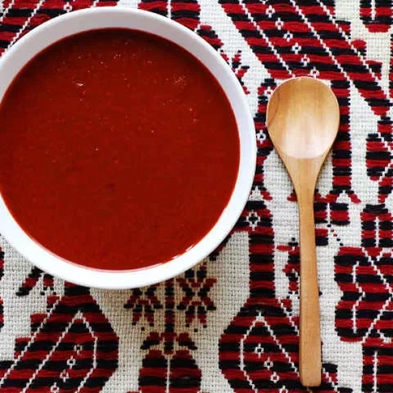 Guajillo Chile Salsa Recipe in white bowl