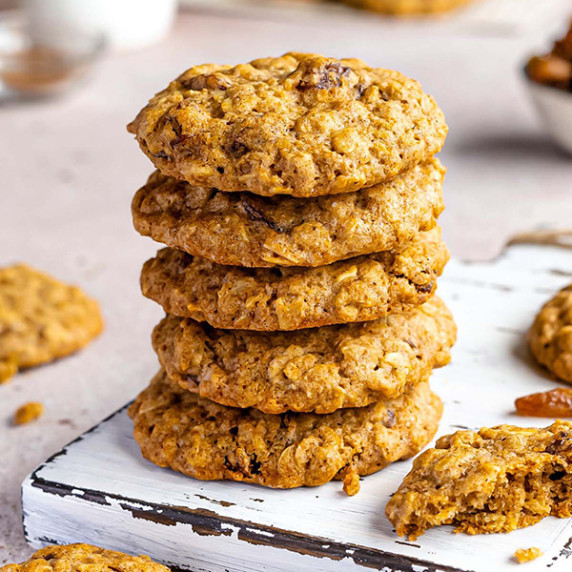 Photo of the stack of healthy oatmeal raisin cookies