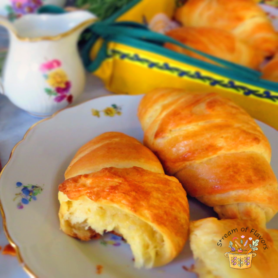 Homemade Croissants on a white plate
