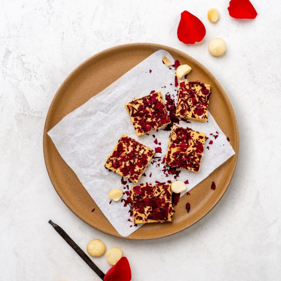 honey rose macadamia fudge