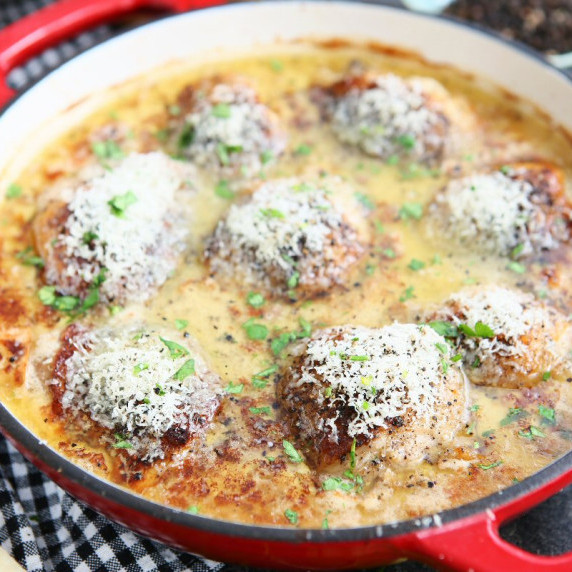 Baked Chicken in Cacio e Pepe Bagna Cauda Sauce