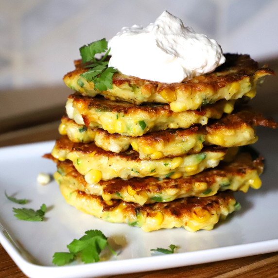 Zucchini Corn Fritters on a plate