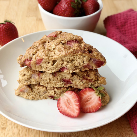 3 strawberry scones with strawberries