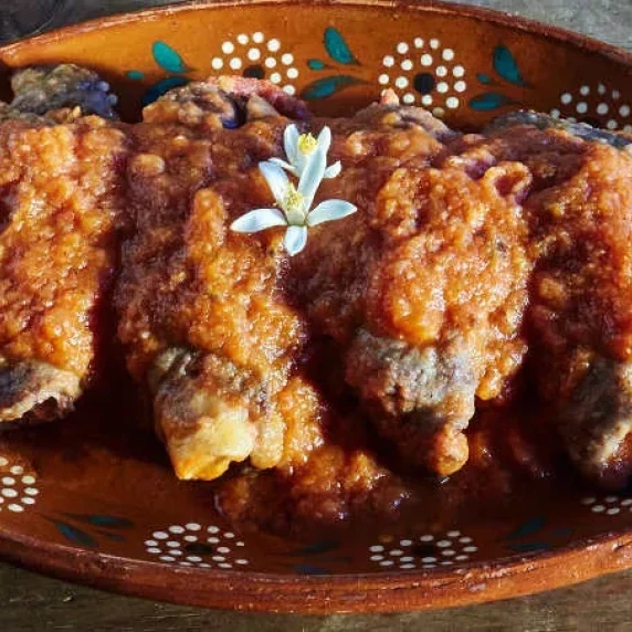 Mexican beef rolls in tomato sauce