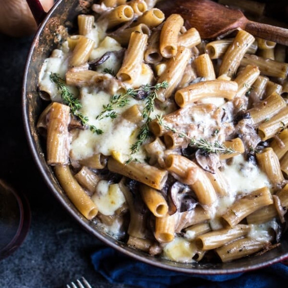 One-Pot Creamy French Onion Pasta Bake.