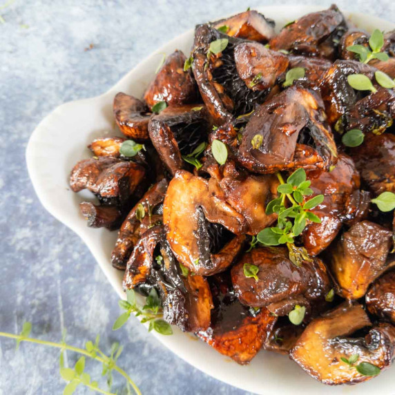 roasted mushrooms in a bowl 