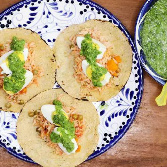 Rice and Hard-Boiled Egg Tacos