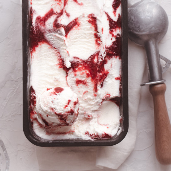 sweet strawberry ice cream in a container