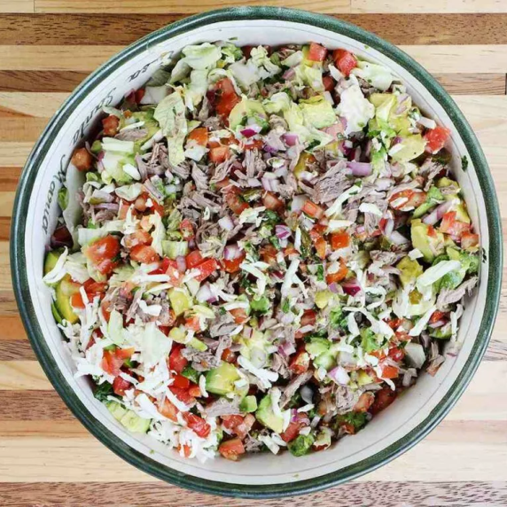 Salpicon in mixing bowl