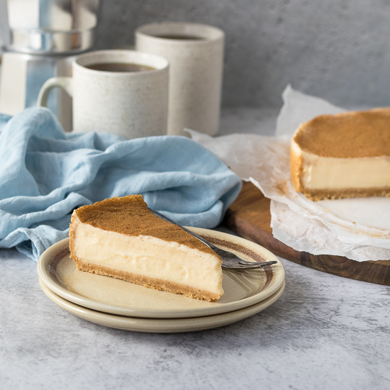 Slice of milk tart on a plate.