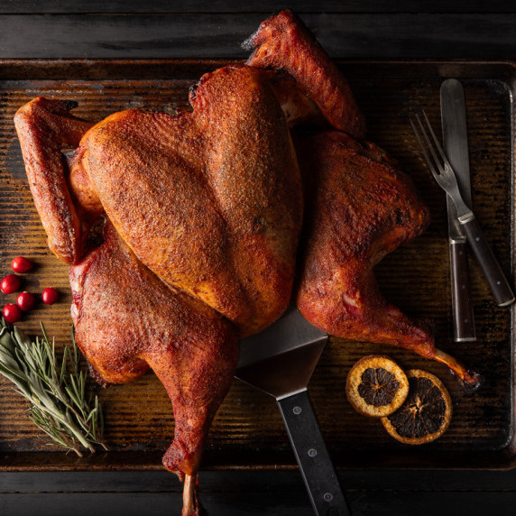 Smoked Spatchcock Turkey With Herb Butter & Gravy