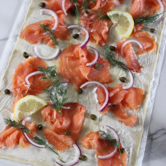 Tarte Flambée with Salmon (Flammkuchen)