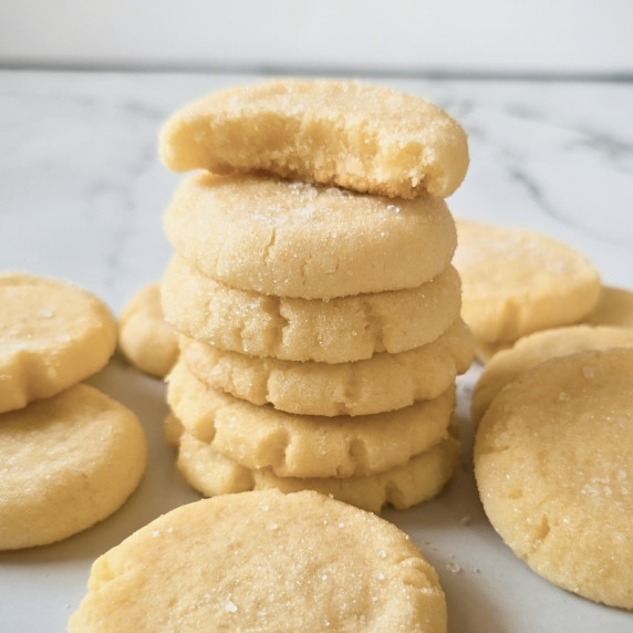 3 Ingredient Sugar Cookies stack.