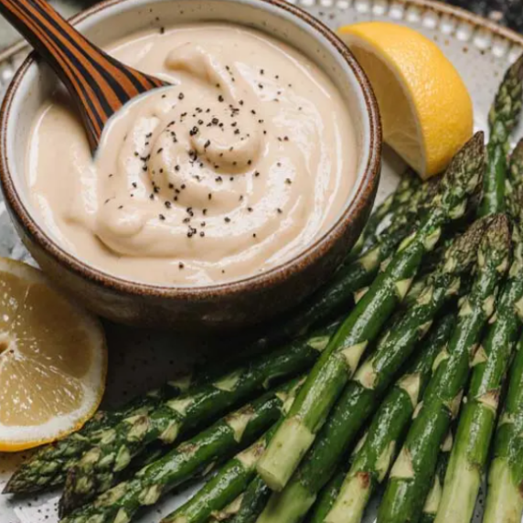 Make asparagus with vegan wasabi mayo for a quick and easy vegetable side. 