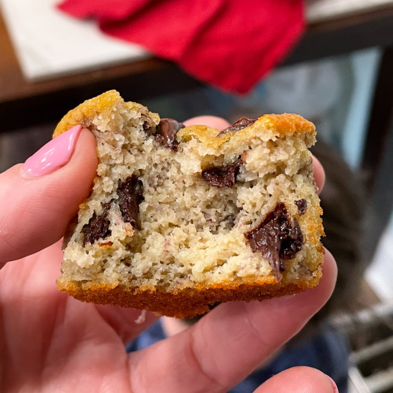 almond flour banana muffin close up