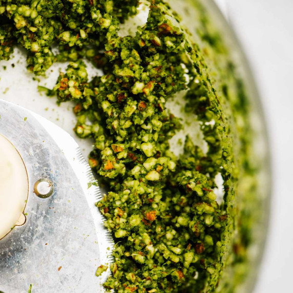 basil pesto in a food processor.
