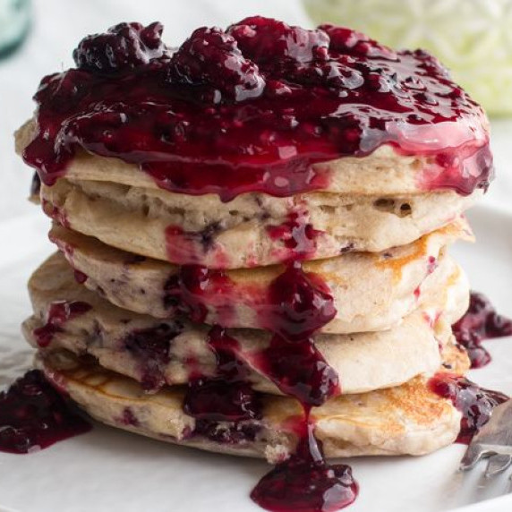 Buckwheat Pancakes with Blackberries and Honey Crème Fraiche