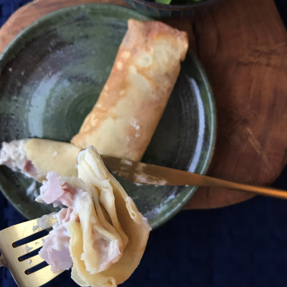 mushrooms and hamm crepes