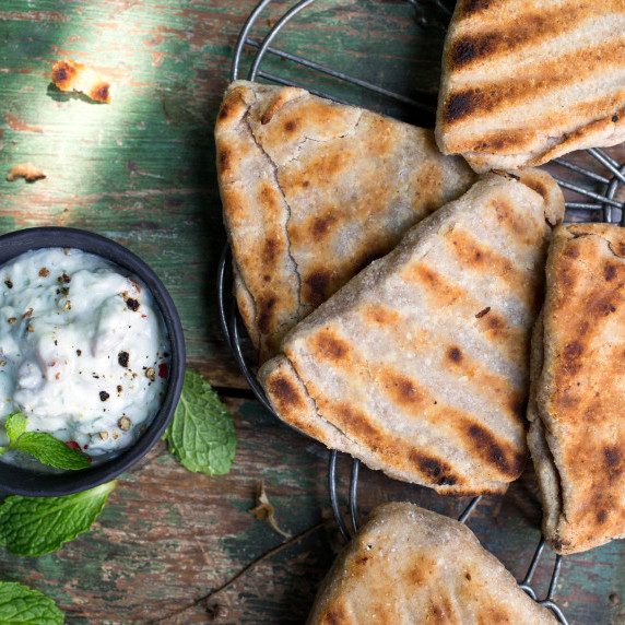 Date-Stuffed Parathas with Yogurt Dip