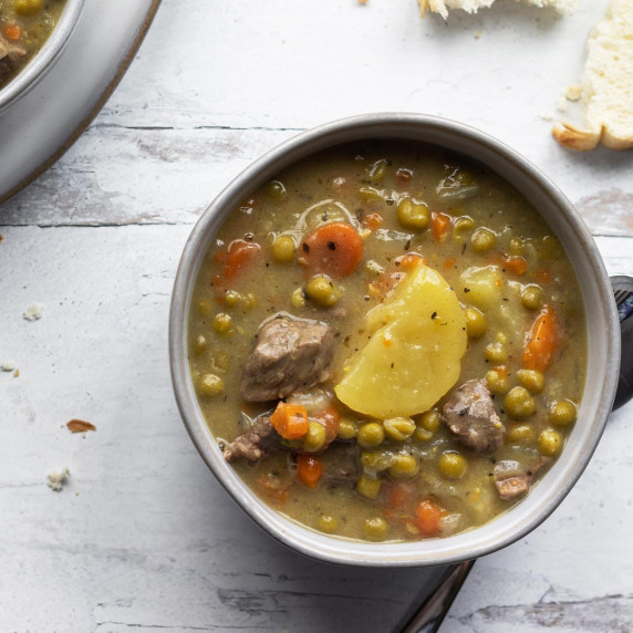Homemade beef stew in a bowl 