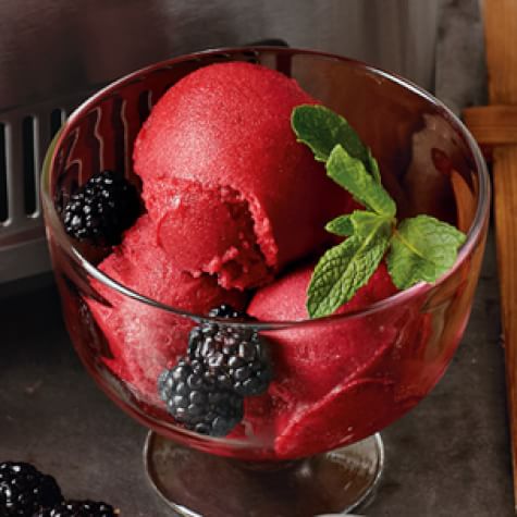 Blackberry Sorbet, Blackberry Mousse, Soused Blackberry Crumble