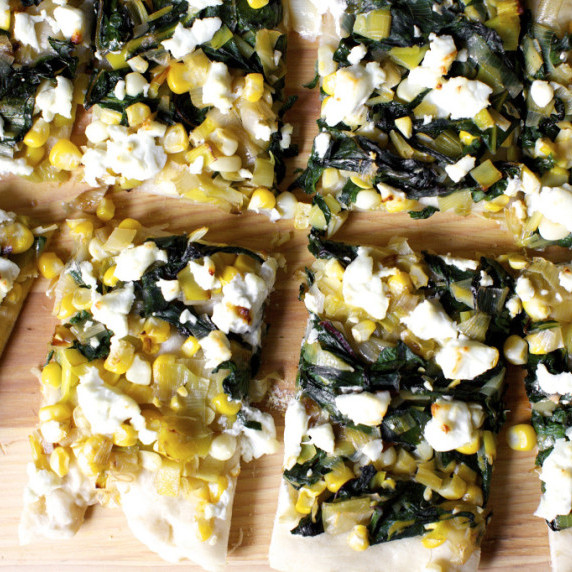 Leek, Chard and Corn Flatbread