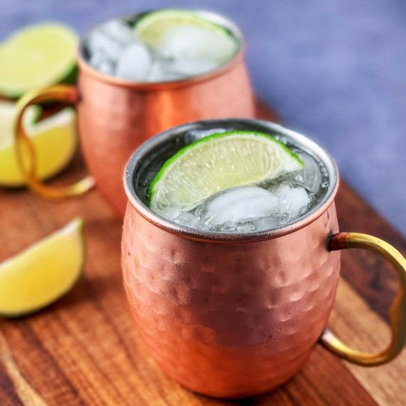 Moscow mule in a copper mug