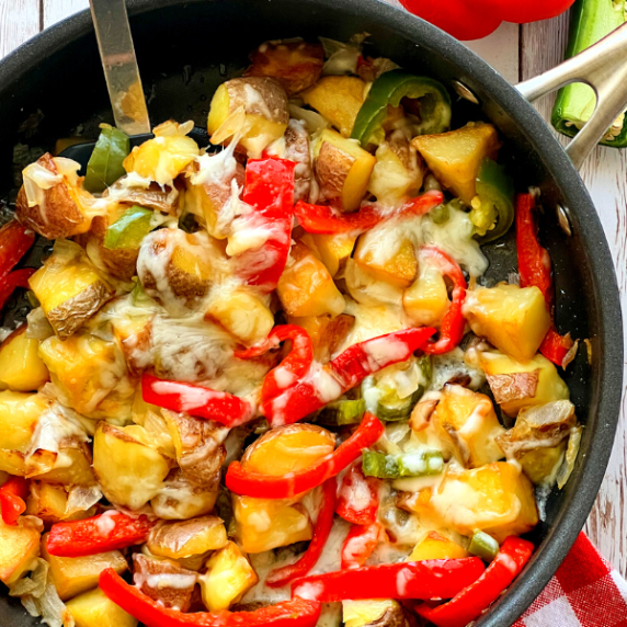 mozzarella cheese potatoes in pan