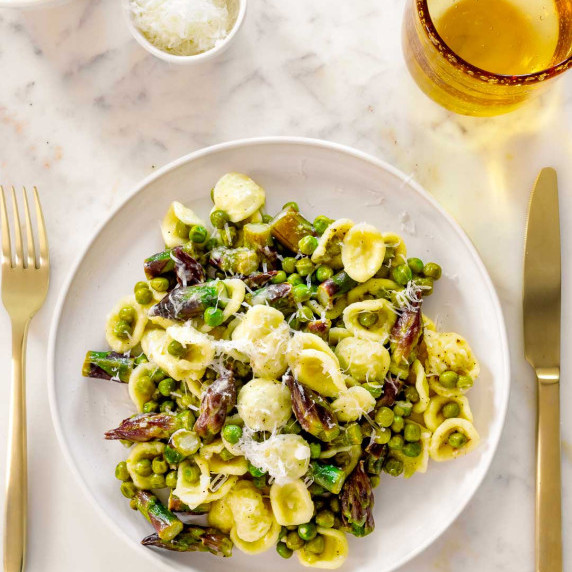 asparagus lemon orecchiette still life