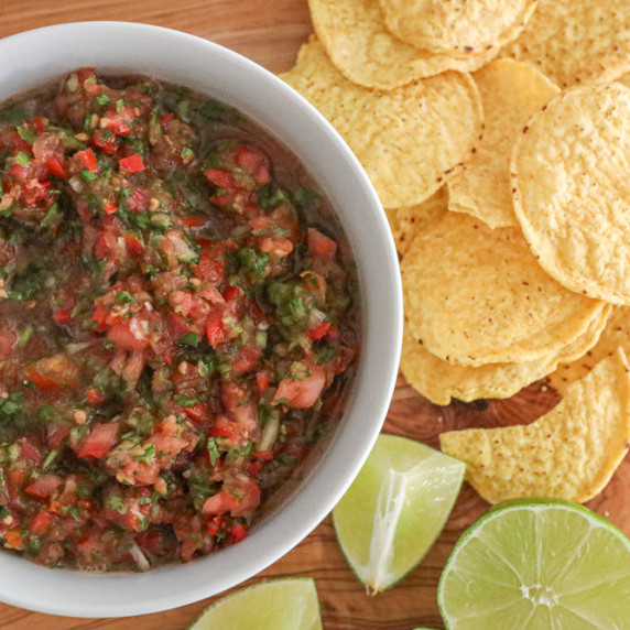 homemade pico de gallo recipe made from fresh tomatoes and lime